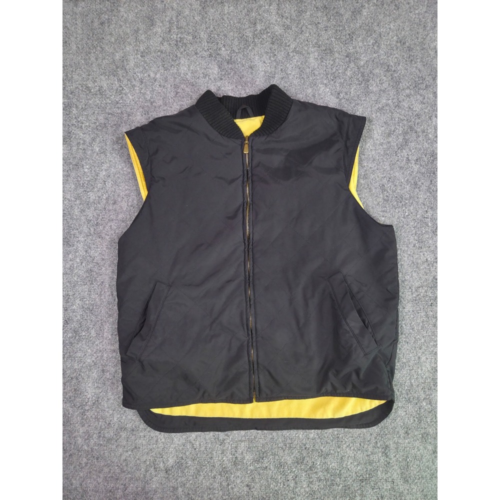 Loro Piana Quilted Puffer Vest Mens L Black Yellow Cashmere Lining Made in Italy